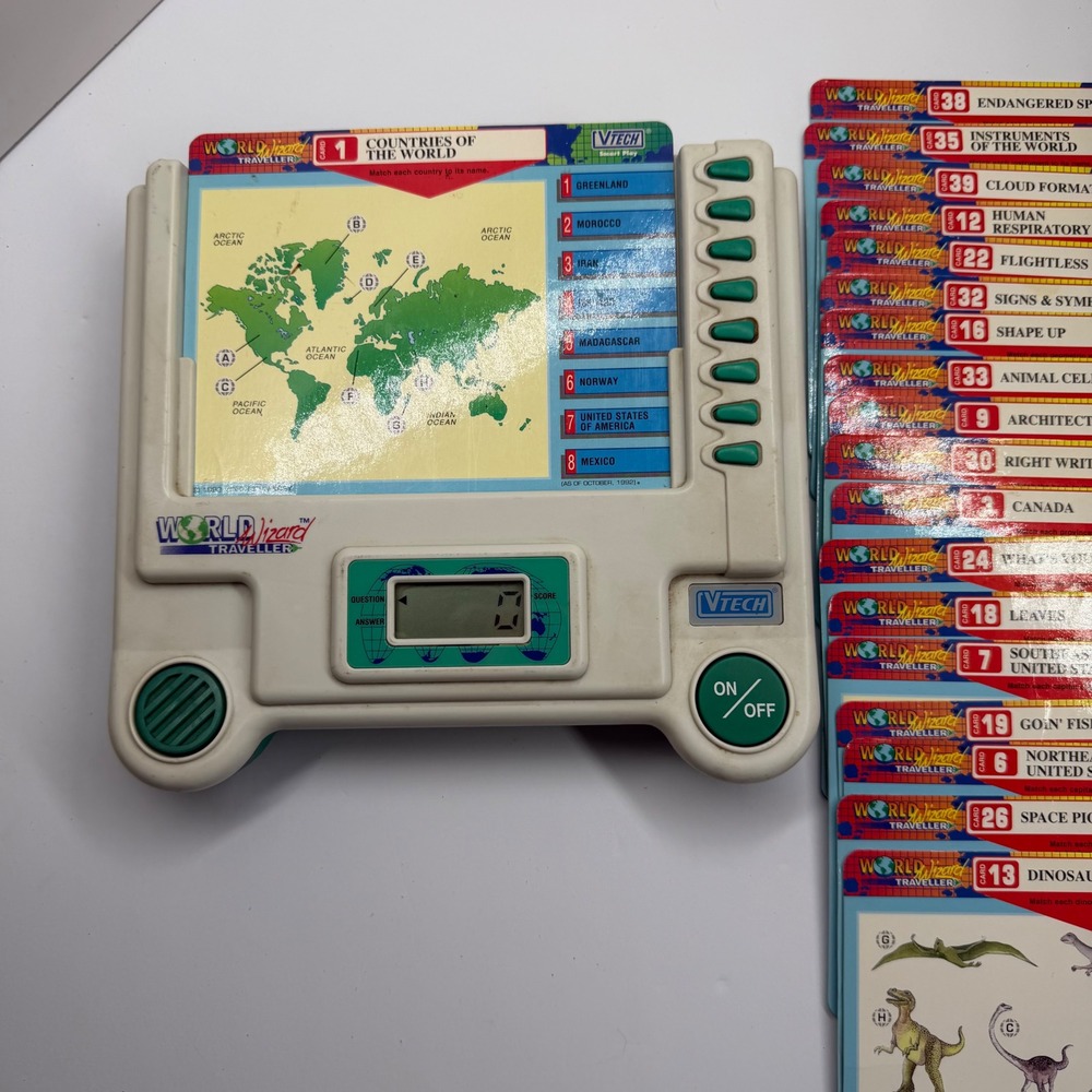 Vtech World Wizard Traveller Vintage 1992 Electronic Learning Toy with 19‎ Cards - Picture 4 of 6
